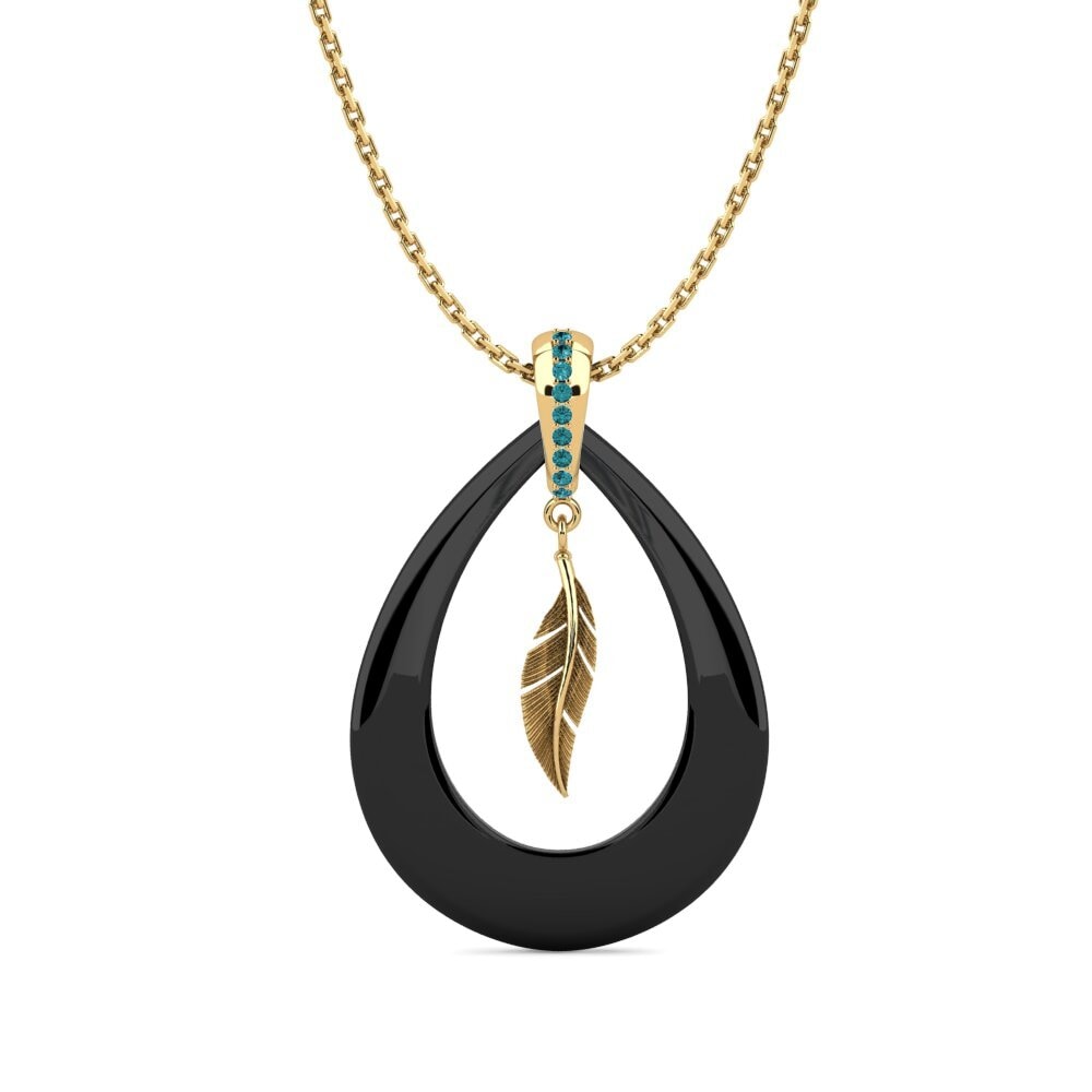 9ct Yellow Gold Blue Diamond Women's Pendant Jeta