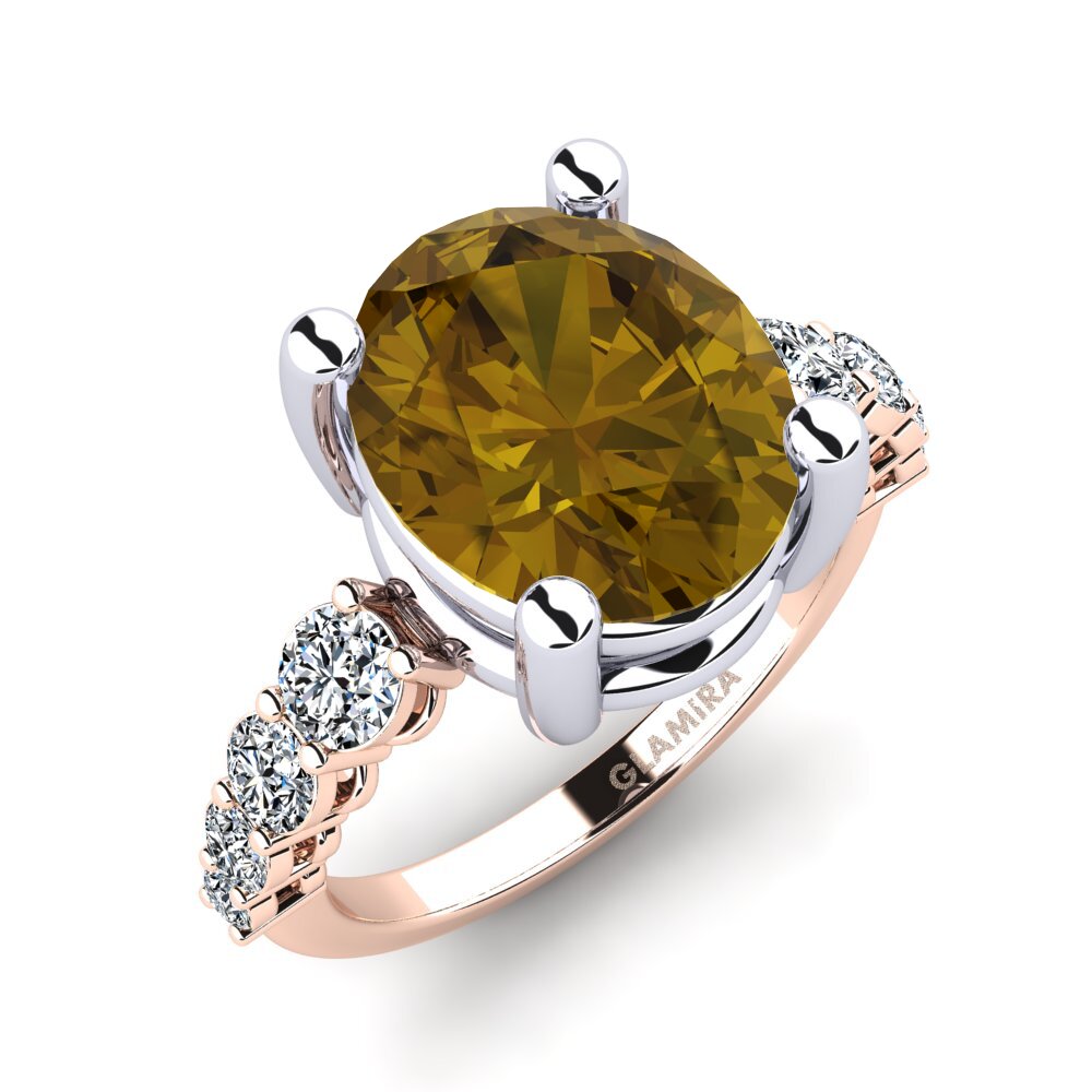 14ct Rose & White Gold Brown Zircon Ring Jeylianis