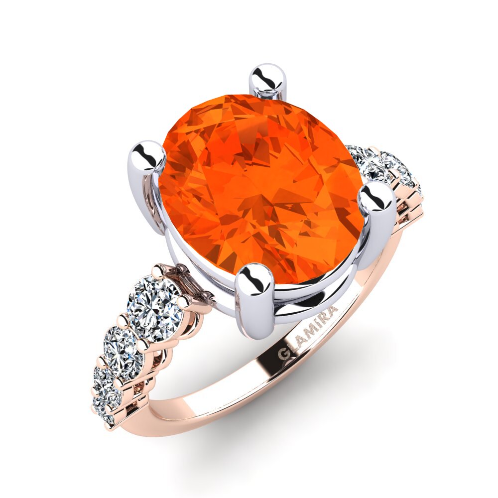 14ct Rose & White Gold Fire Opal Ring Jeylianis