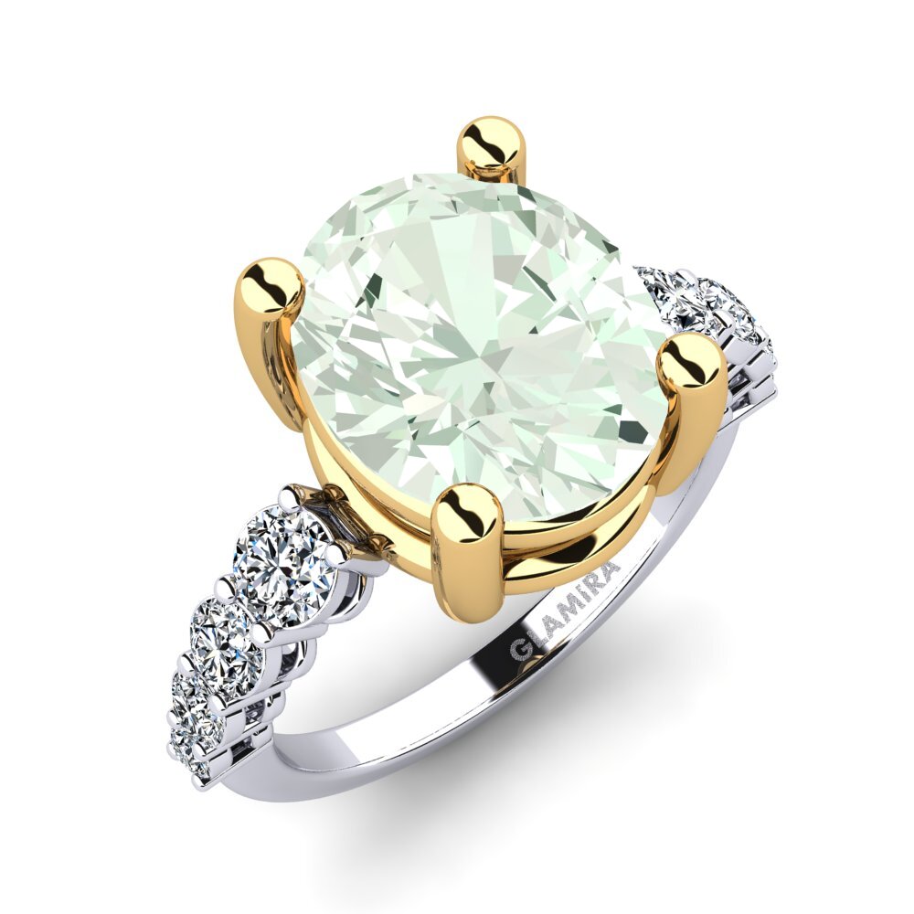 18ct White & Yellow Gold Green Amethyst Ring Jeylianis