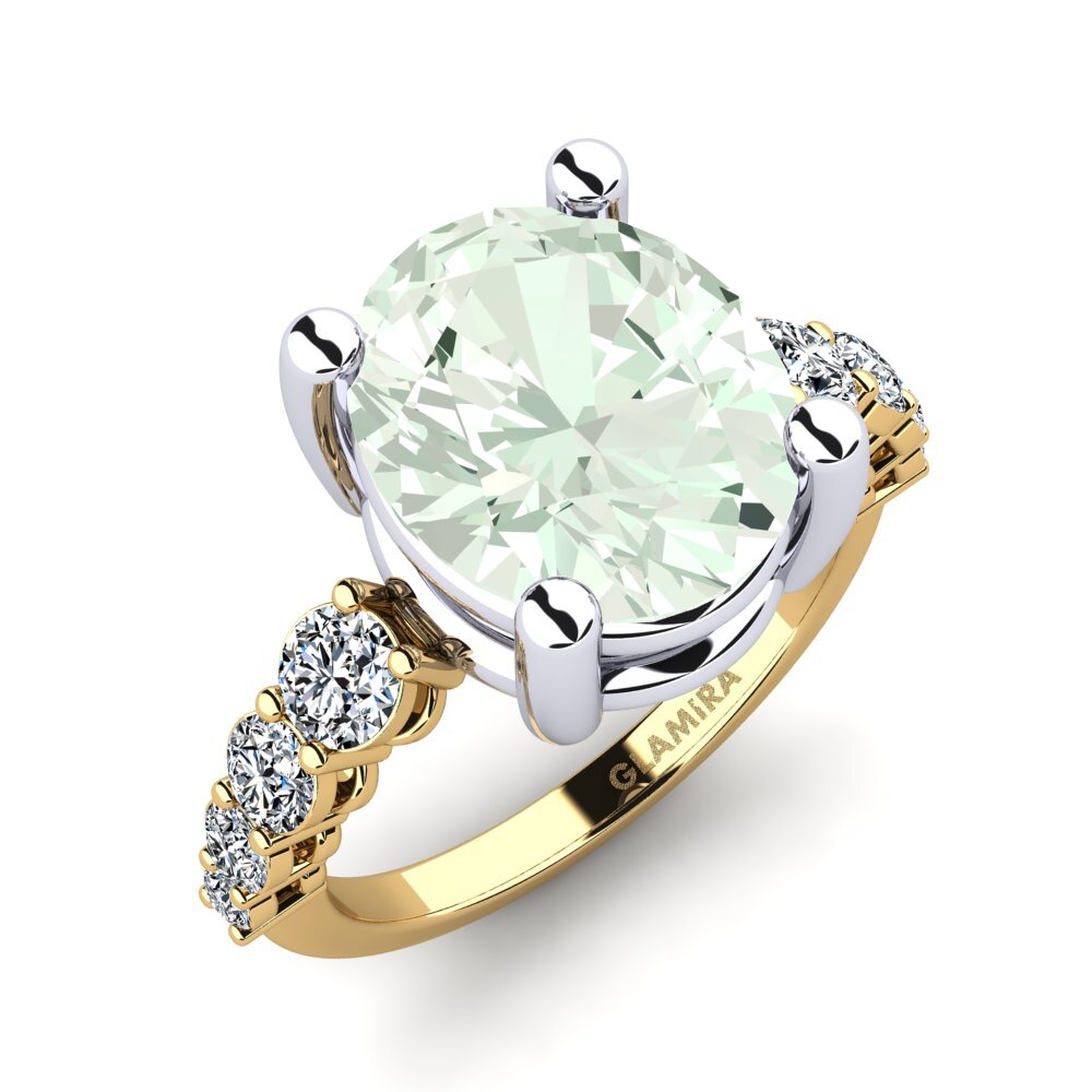 18ct Yellow & White Gold Green Amethyst Ring Jeylianis