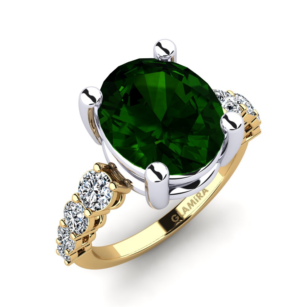 9ct Yellow & White Gold Green Tourmaline Ring Jeylianis