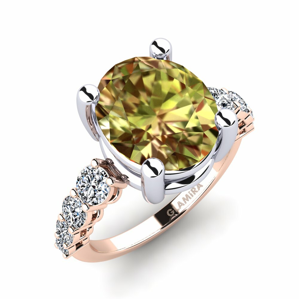 Or Rose& Blanc 14k Pierre de Sultan Bague Jeylianis