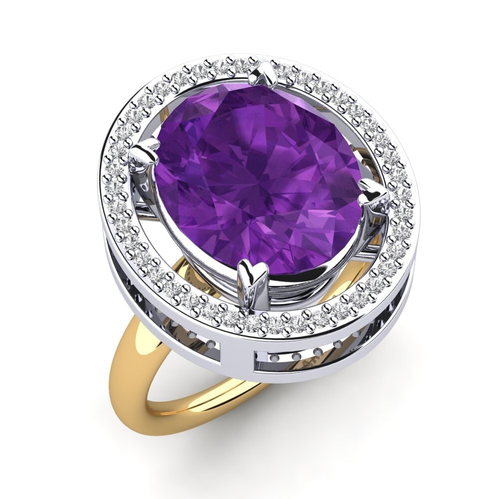 14k Oro Blanco & Amarillo Anillo Jhamilet