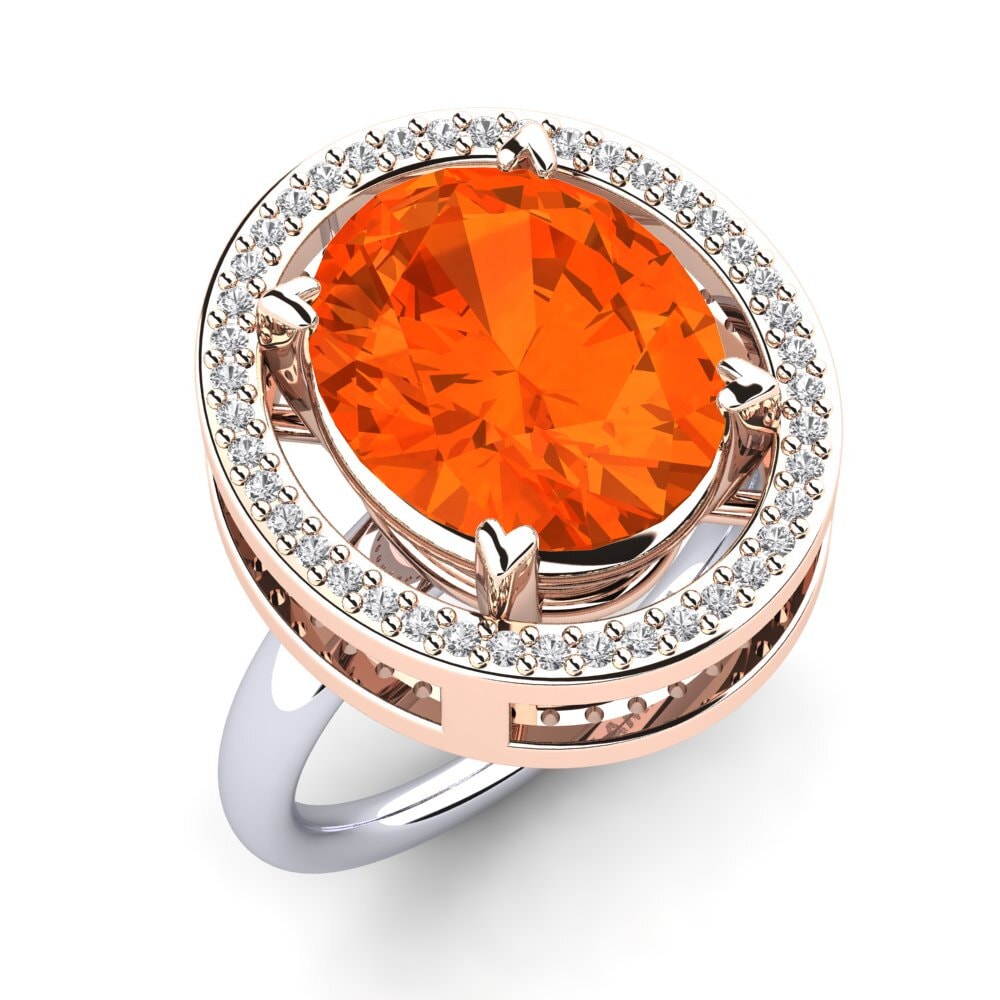 14ct Rose & White Gold Fire Opal Ring Jhamilet