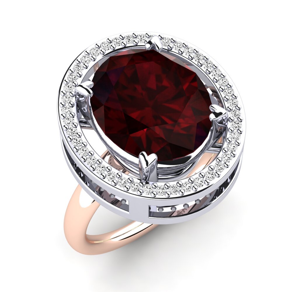 18k Oro Blanco & Rosa Granate Anillo Jhamilet