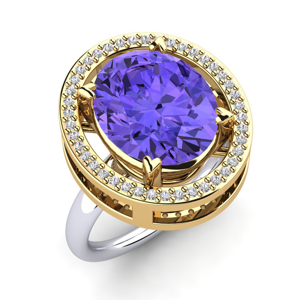 9k Oro Amarillo & Blanco Anillo Jhamilet