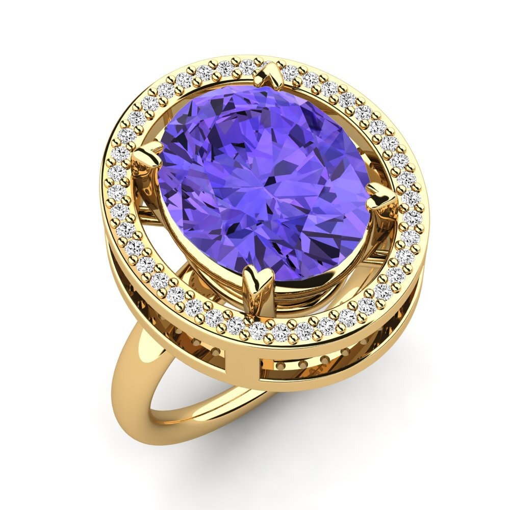 14k Oro Amarillo Tanzanita Anillo Jhamilet