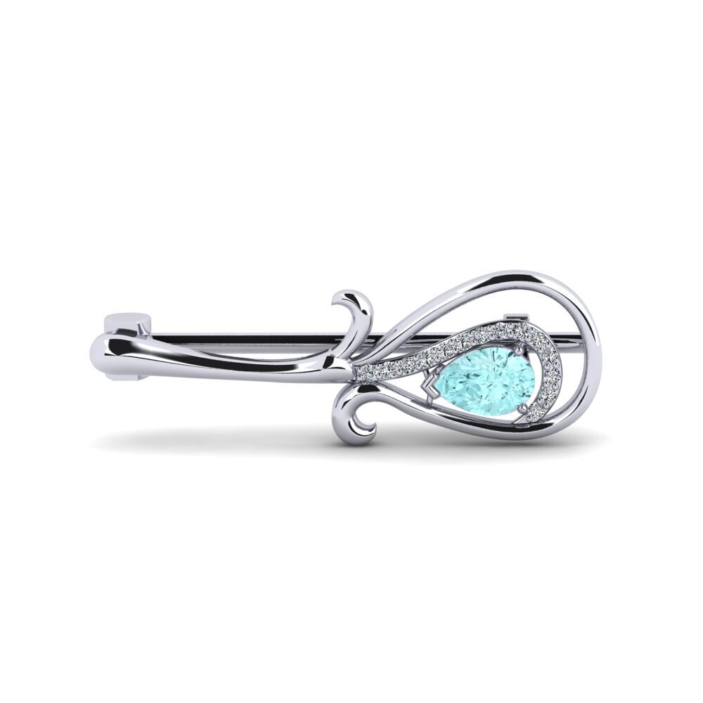 14ct White Gold Aquamarine Brooch Jhin