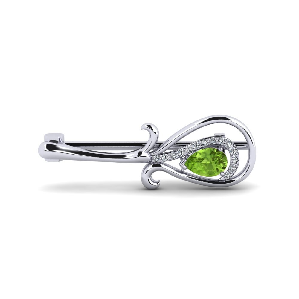 14ct White Gold Peridot Brooch Jhin
