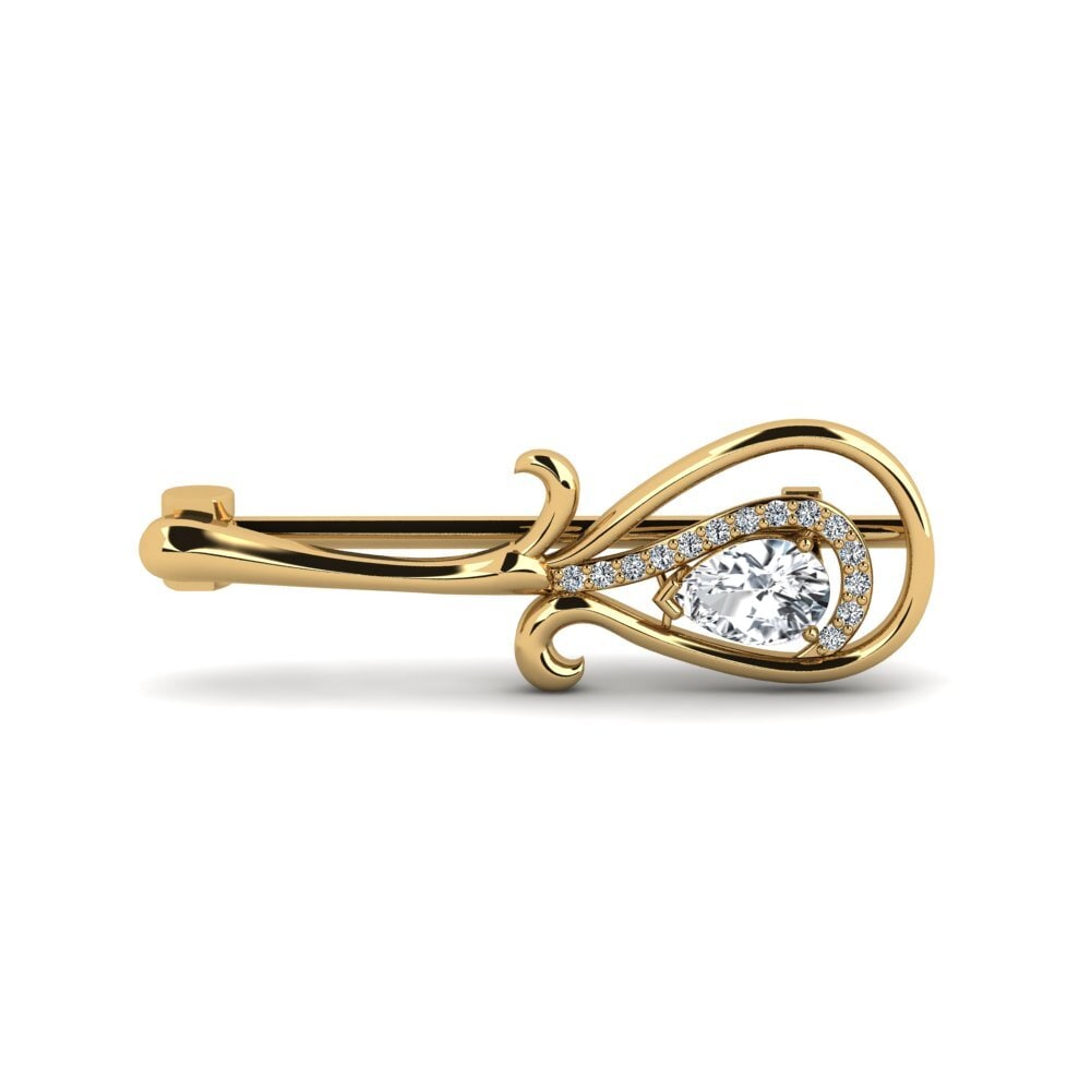 Vàng 14K Đá Zircon Trắng Trâm cài Jhin