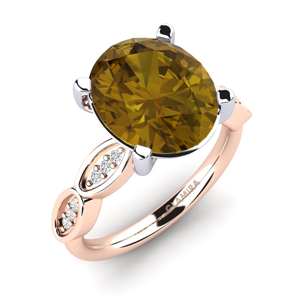 14ct Rose & White Gold Brown Zircon Ring Jidenna