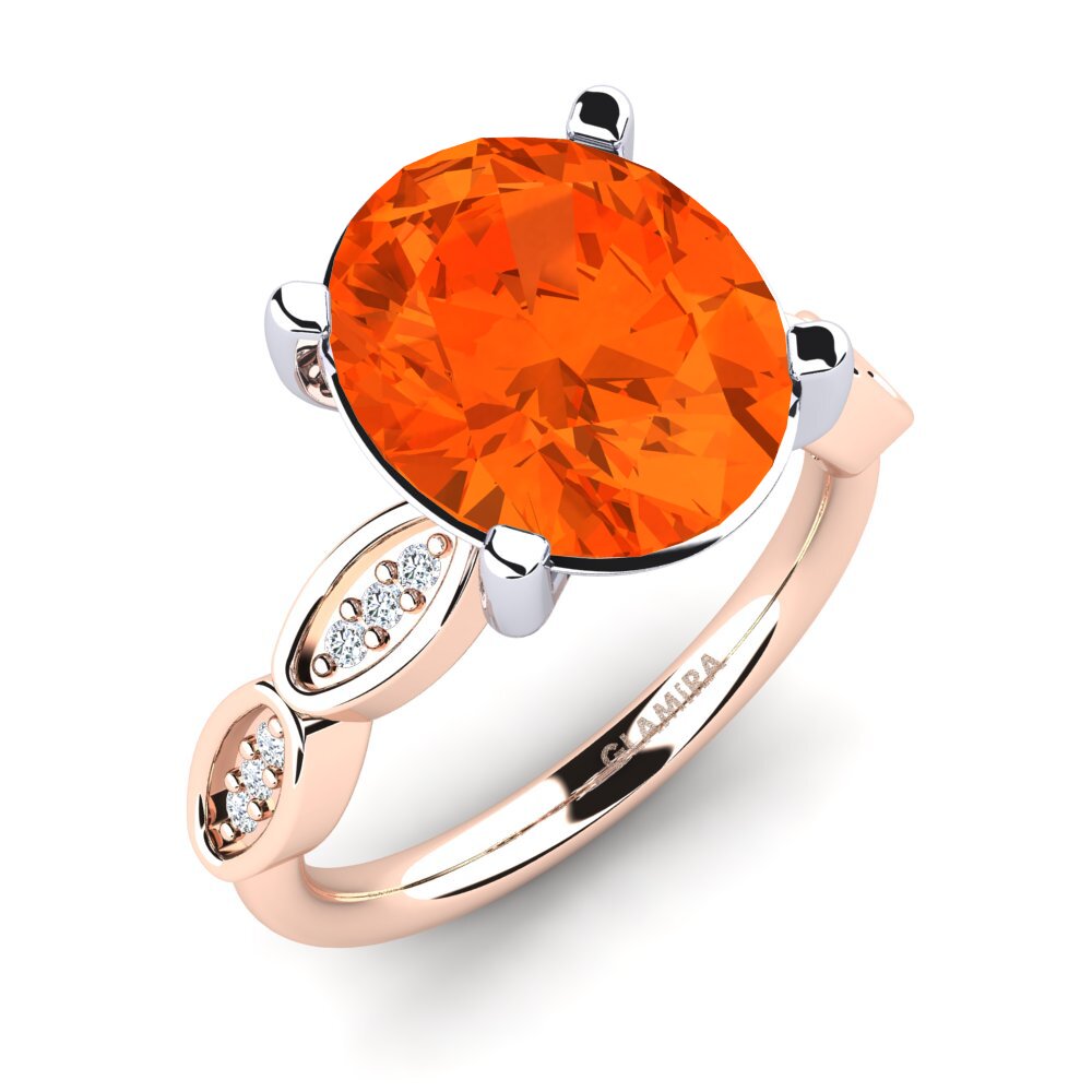 14ct Rose & White Gold Fire Opal Ring Jidenna