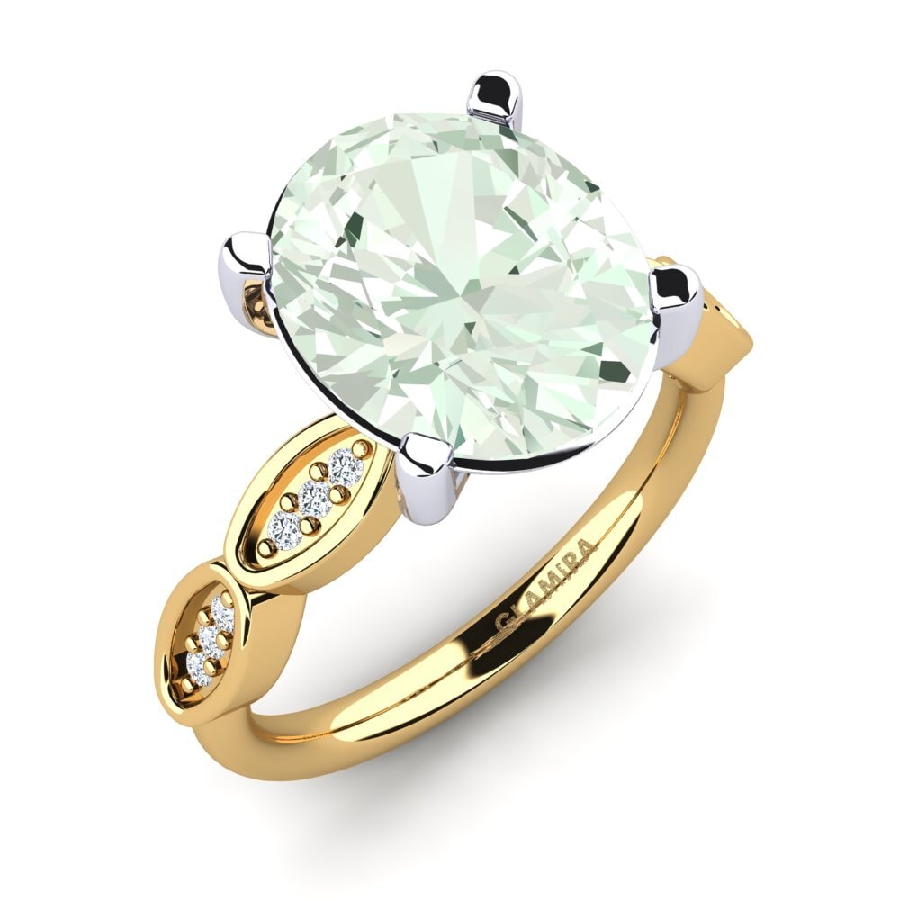 18ct Yellow & White Gold Green Amethyst Ring Jidenna
