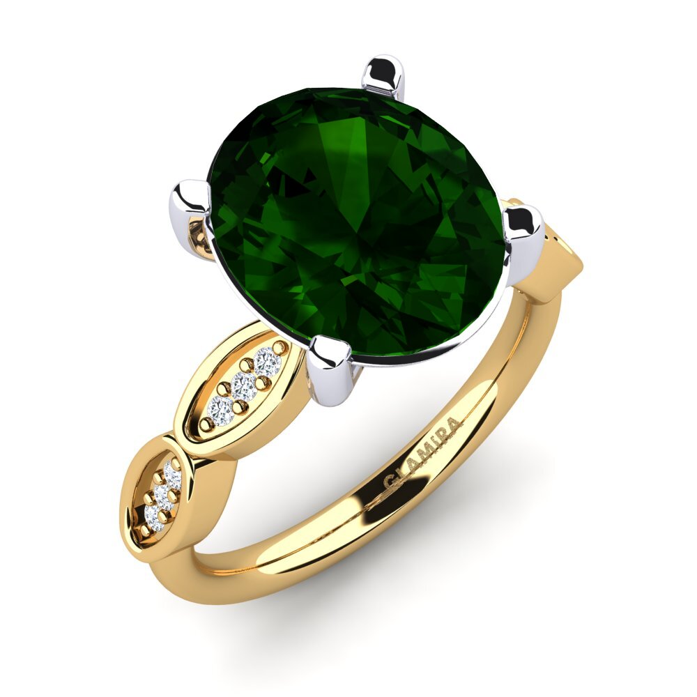 9ct Yellow & White Gold Green Tourmaline Ring Jidenna