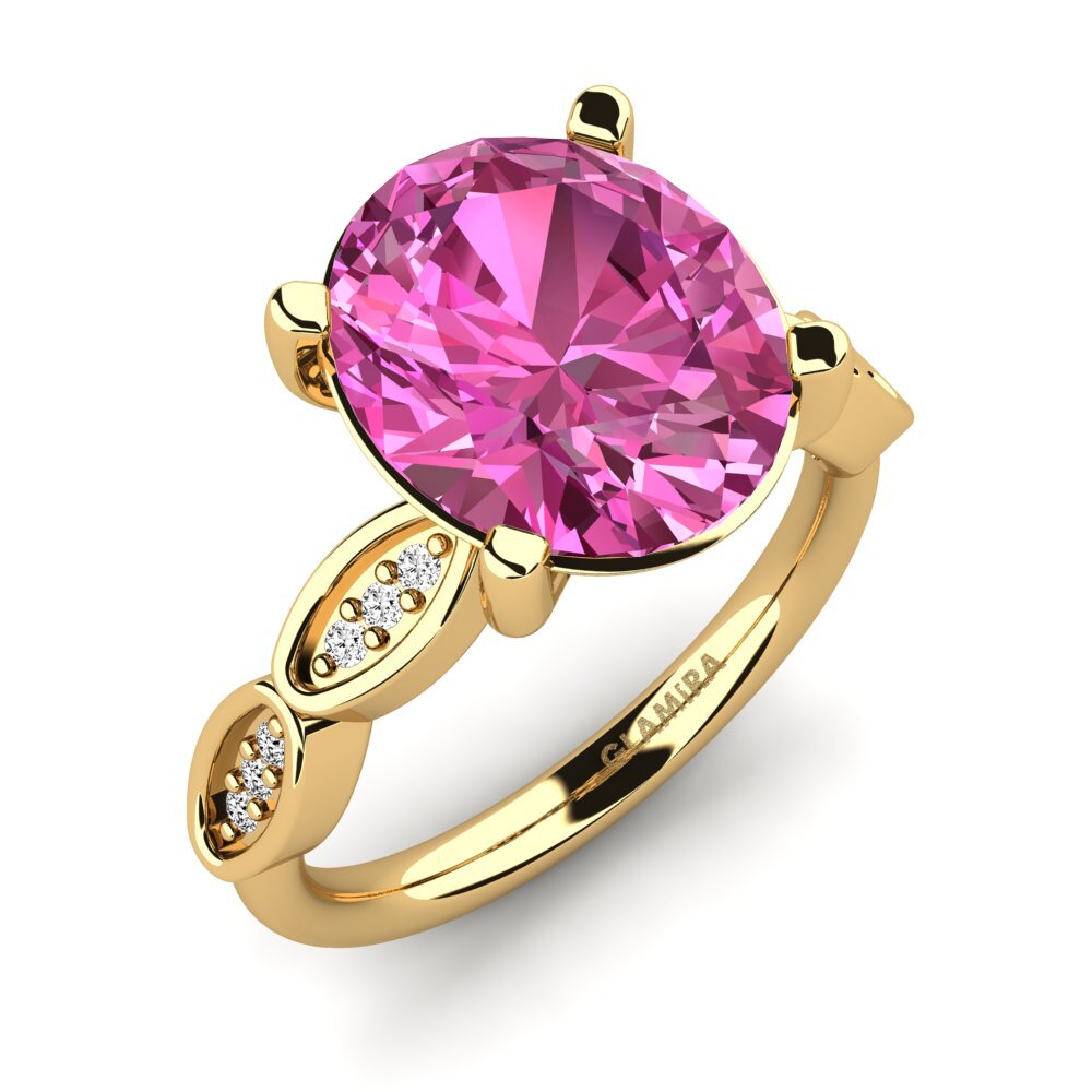 9k Oro Amarillo Topacio Rosa Anillo Jidenna