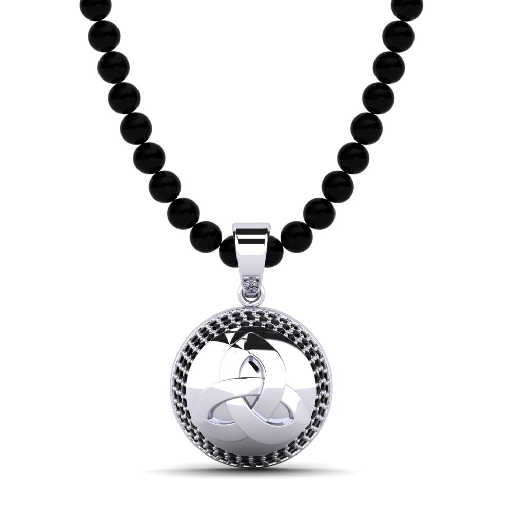 Weißgold 375 Schwarzer Diamant Herren-Anhänger Jieun