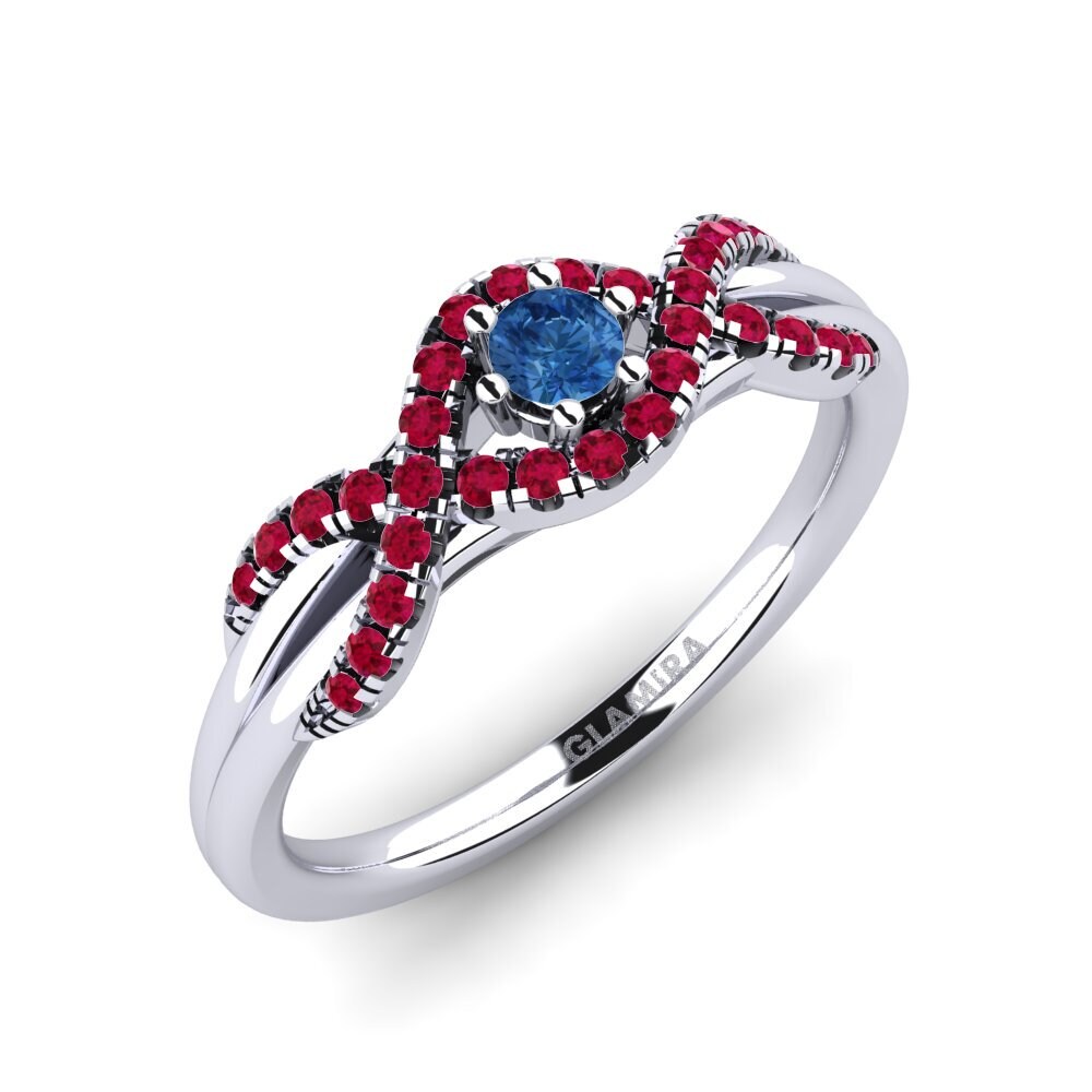 Dark Blue Zirconia Engagement Ring Jilessa 0.1 crt