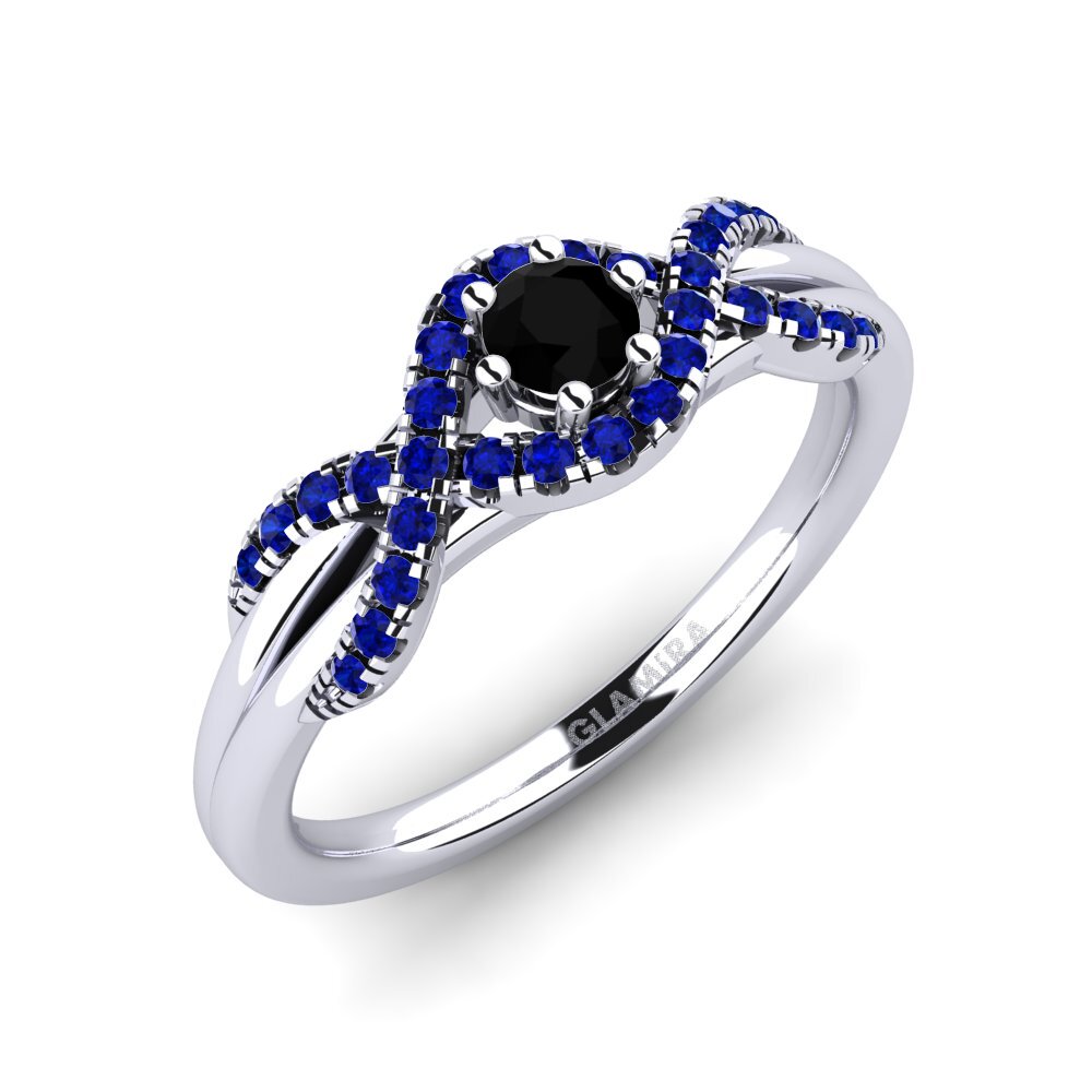 Black Sapphire Engagement Ring Jilessa 0.16 crt