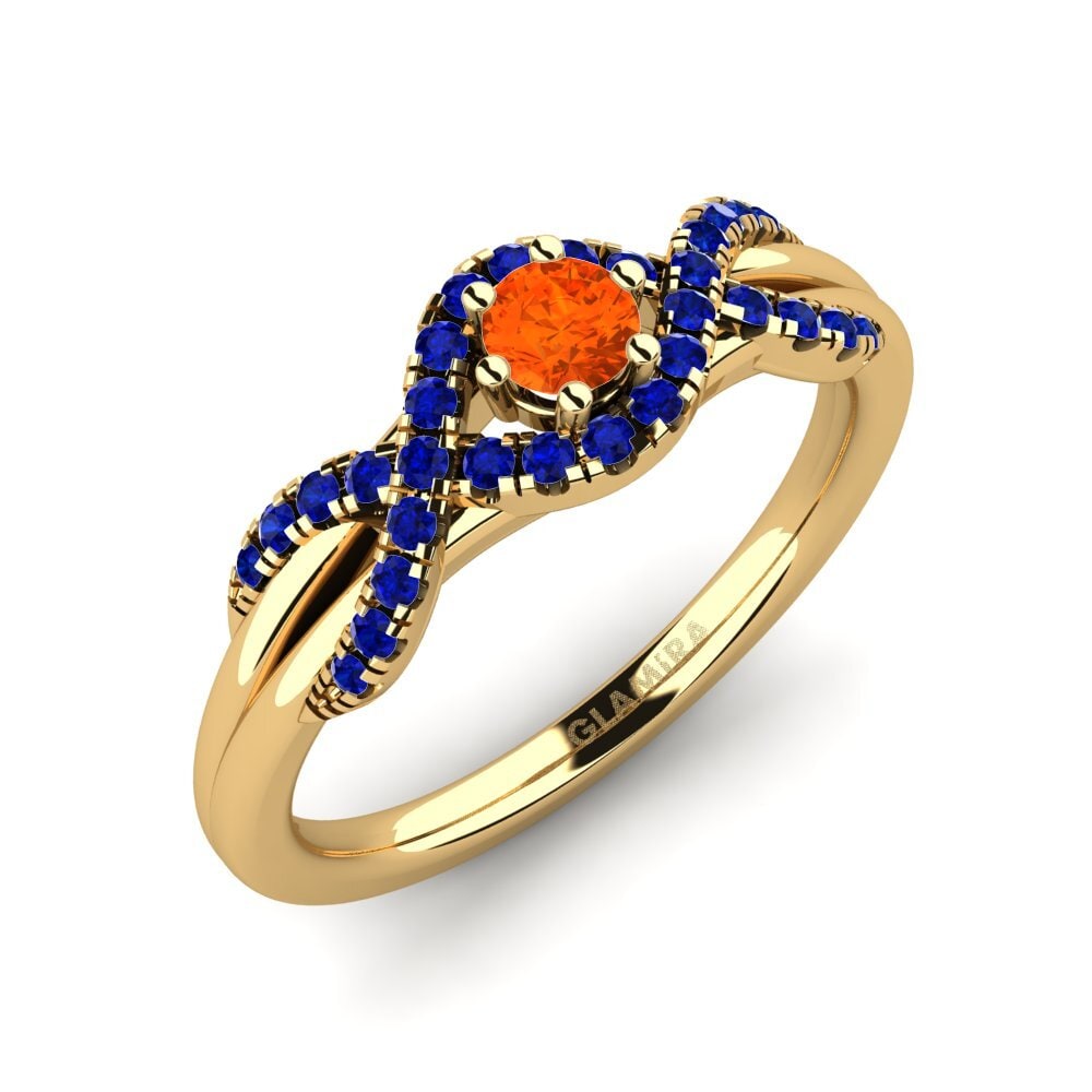 9ct Yellow Gold Fire Opal Engagement Ring Jilessa 0.16 crt