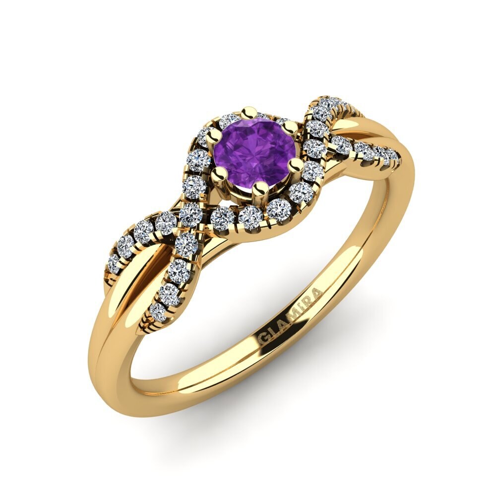 Bague En Or 333 (8 Carats) Avec Une Grande Améthyste Ovale Mauve - Taille 50, Ajustable - Style Grappe, Allemagne