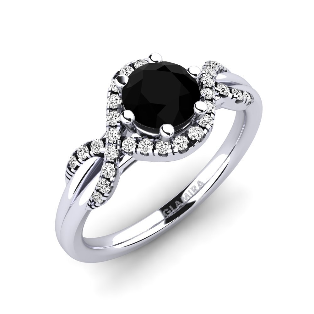 Ónix Negro Anillo de compromiso Jilessa 0.8 crt