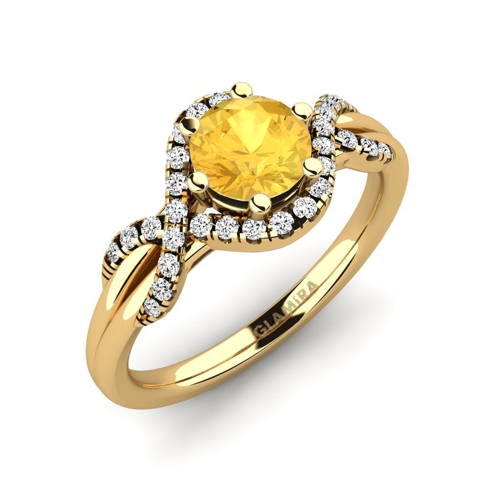 18k Oro Amarillo Citrino Anillo de compromiso Jilessa 0.8 crt