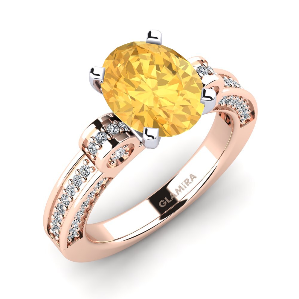9k Rose & White Gold Citrine Engagement Ring Jimalee