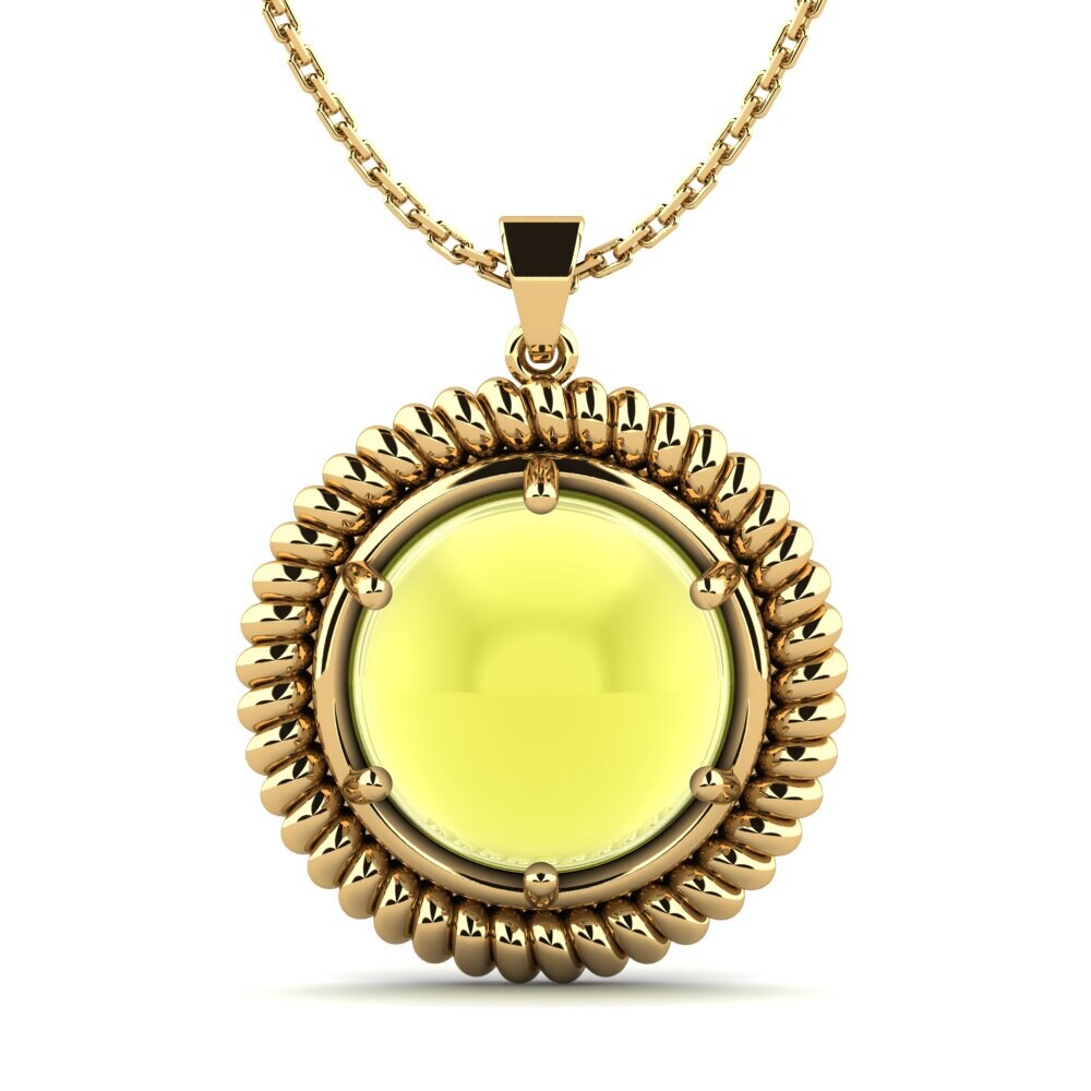 14k Oro Amarillo Topacio Limón Cabujón Colgante de Mujer Jimaris