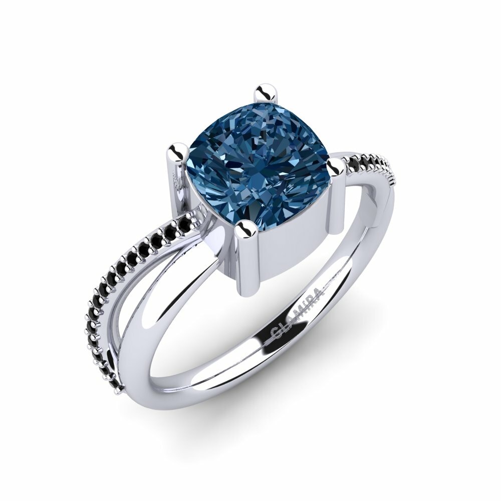 Cushion Blue Diamond Engagement Ring Jimena