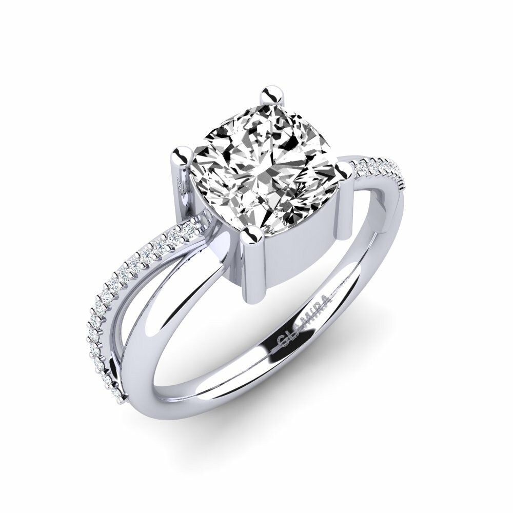Solitaire Pave Engagement Rings Jimena 585 White Gold Moissanite