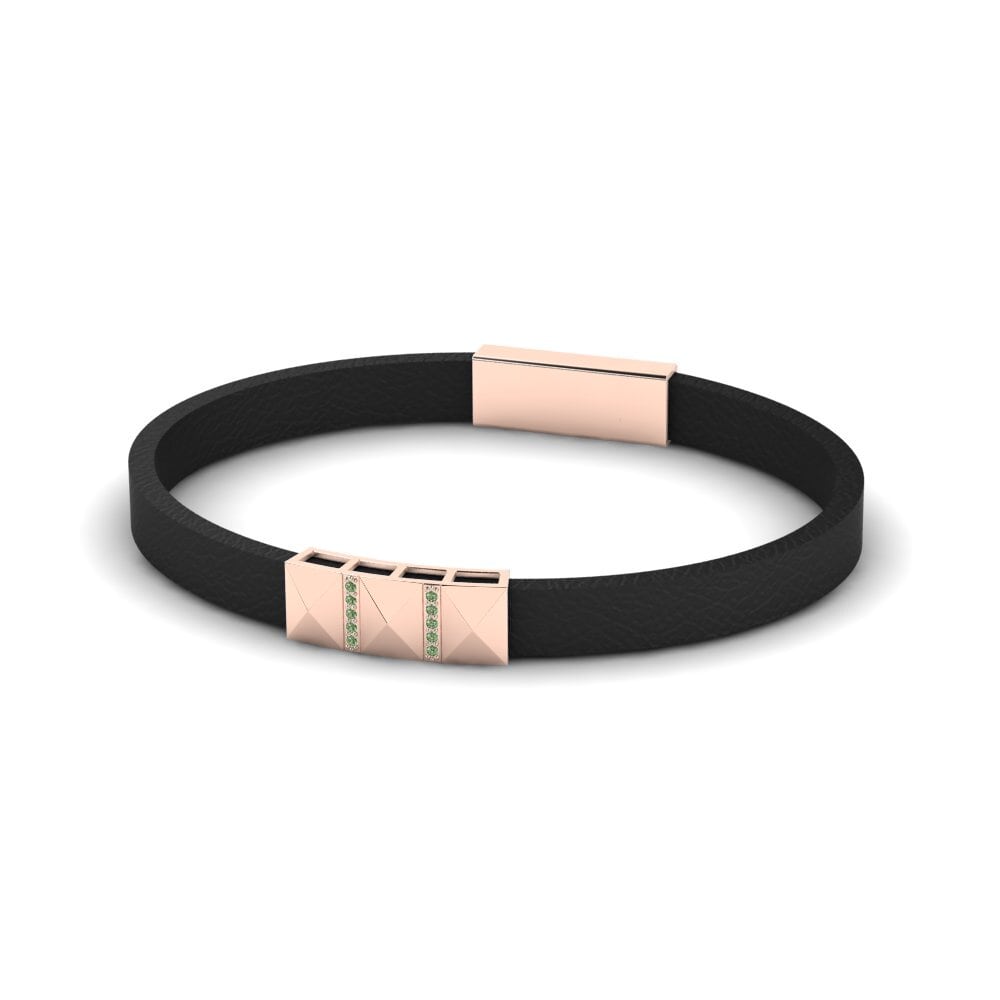 9K Rose Gold Green Diamond Men's Bracelet Joaninha