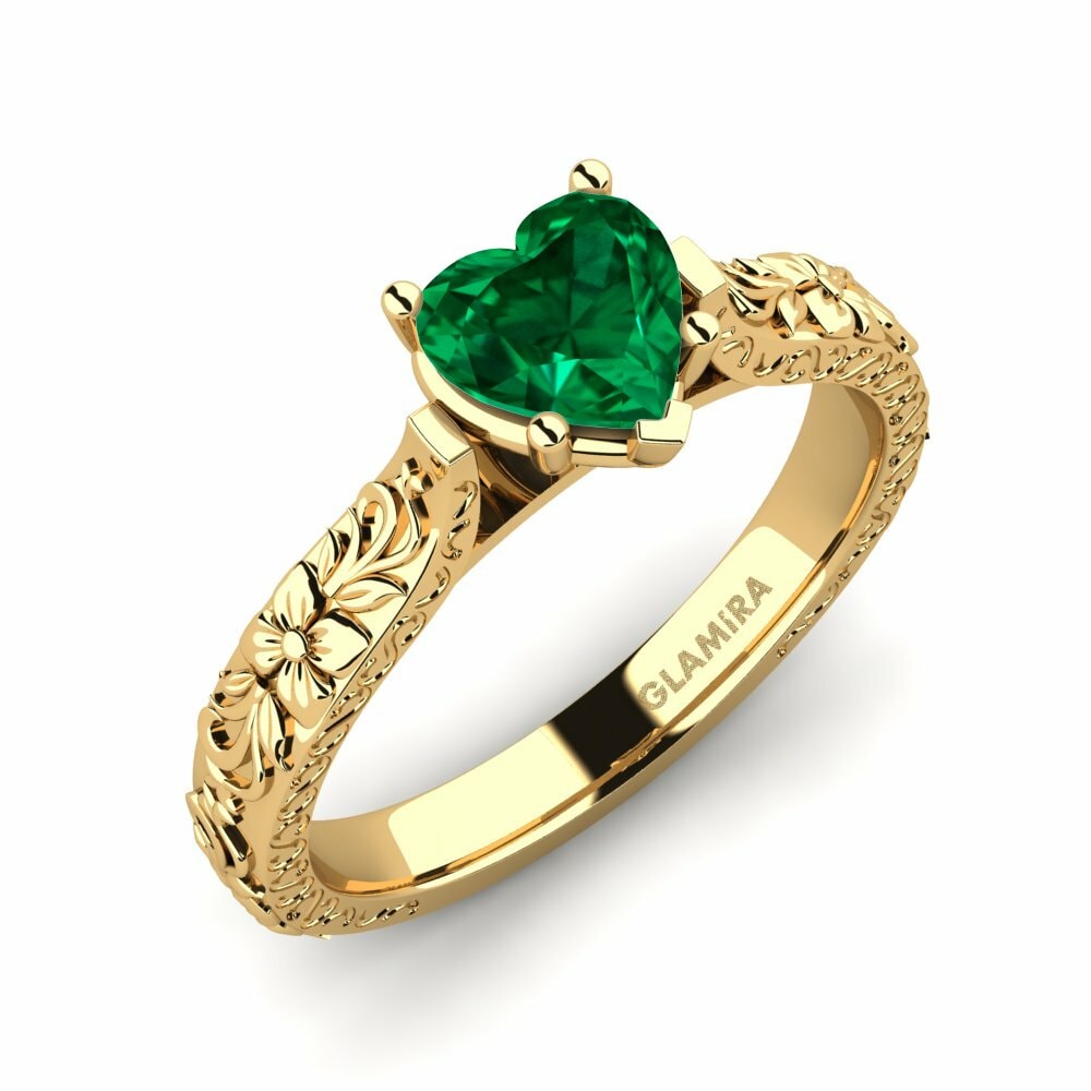 Vintage Nhẫn Đôi Joanna Vàng 585 Đá Emerald (Đá nhân tạo)