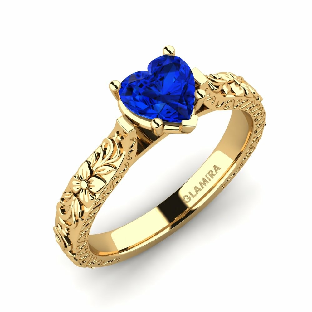 Vintage Nhẫn Đôi Joanna Vàng 585 Đá Sapphire (Đá nhân tạo)
