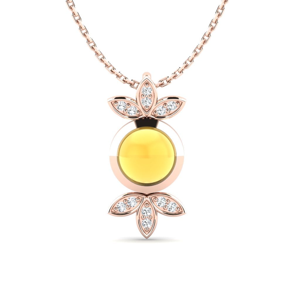 14k Oro Rosa Citrino Cabujón Colgante de Mujer Joanne
