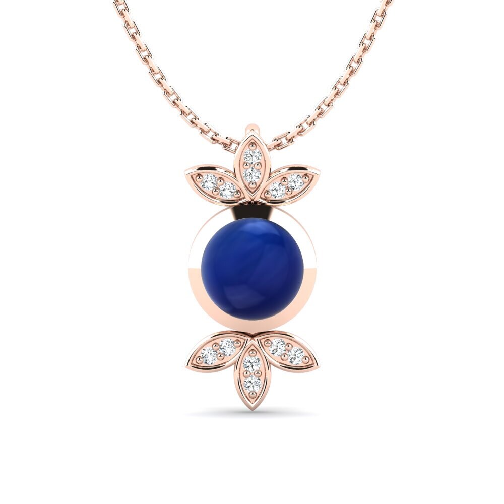 14k Oro Rosa Zafiro Cabujón Colgante de Mujer Joanne