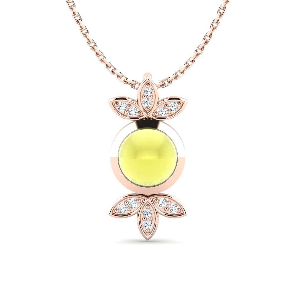 14k Oro Rosa Topacio Limón Cabujón Colgante de Mujer Joanne