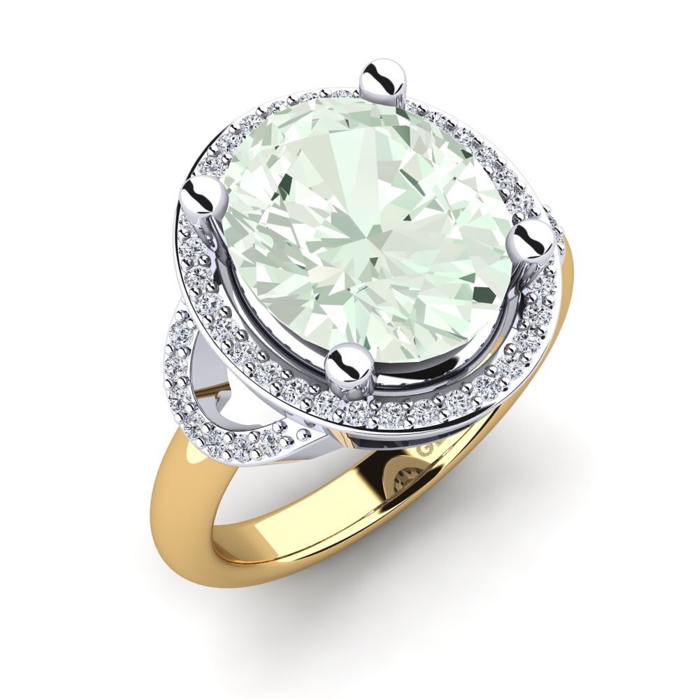 18ct White & Yellow Gold Green Amethyst Ring Jocarol