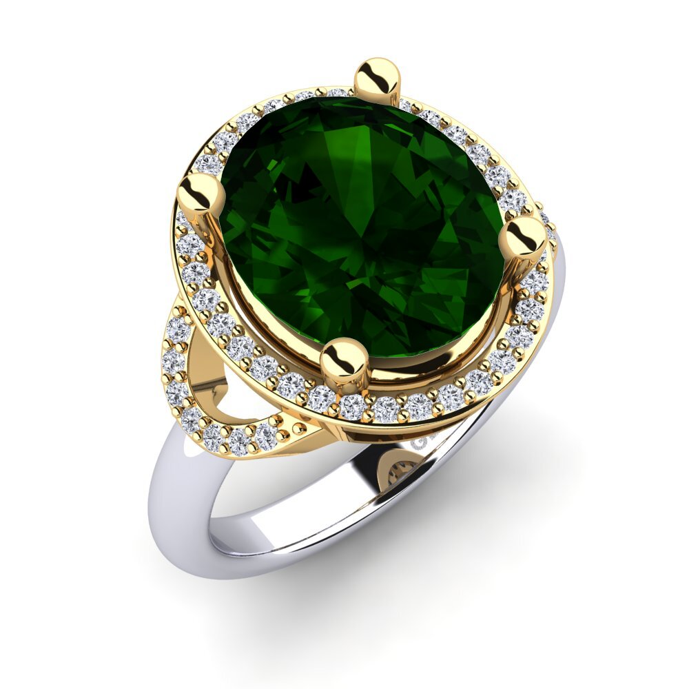 9ct Yellow & White Gold Green Tourmaline Ring Jocarol