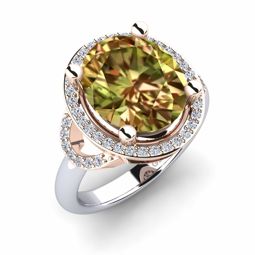Or Rose& Blanc 14k Pierre de Sultan Bague Jocarol