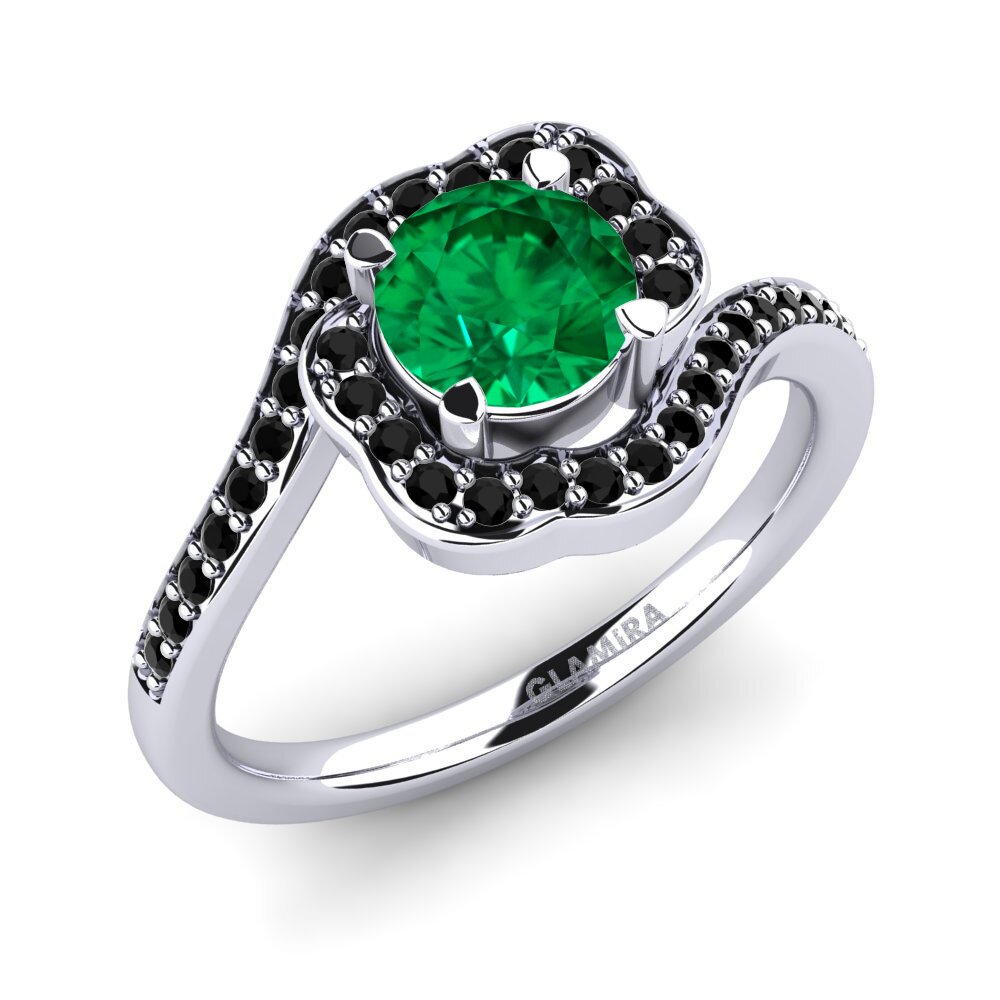 Esmeralda (creada en laboratorio) Anillo de compromiso Jocelyn 0.8 crt