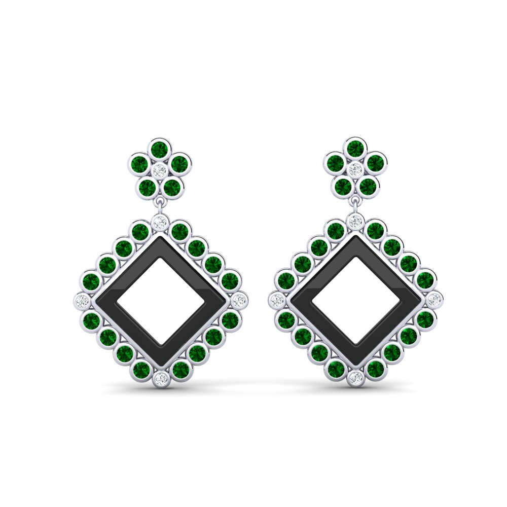 950 Platinum Green Zirconia Women's Earring Joelli