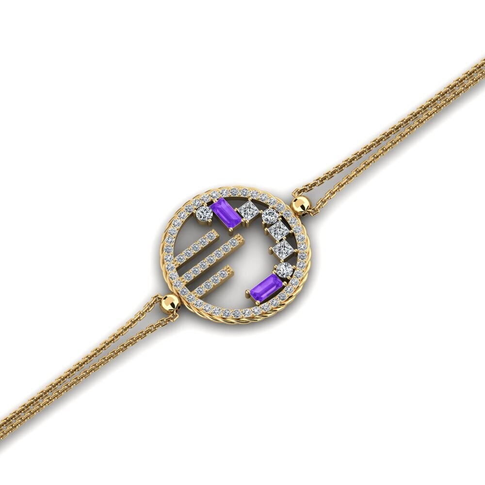 14ct Yellow Gold Amethyst Women's Bracelet Jogging