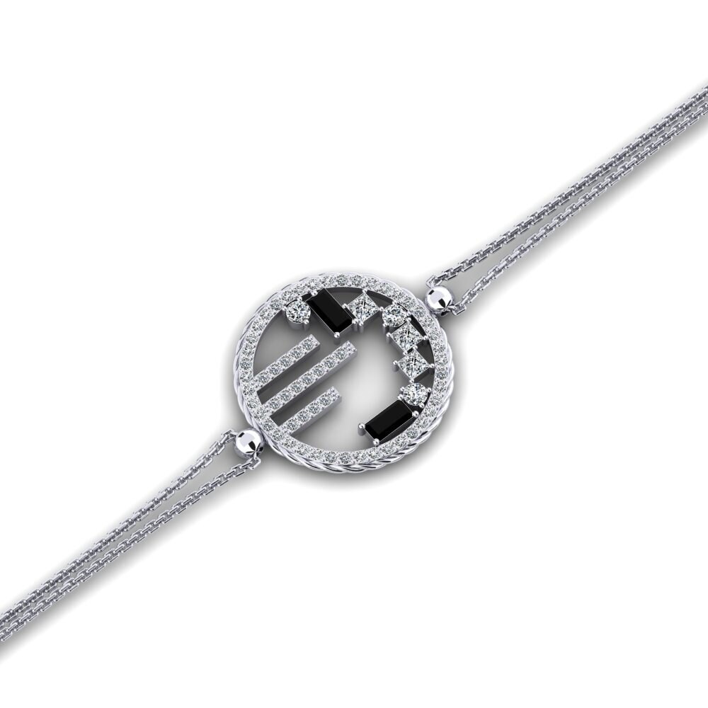 Platino Diamante Negro Pulsera de Mujer Jogging