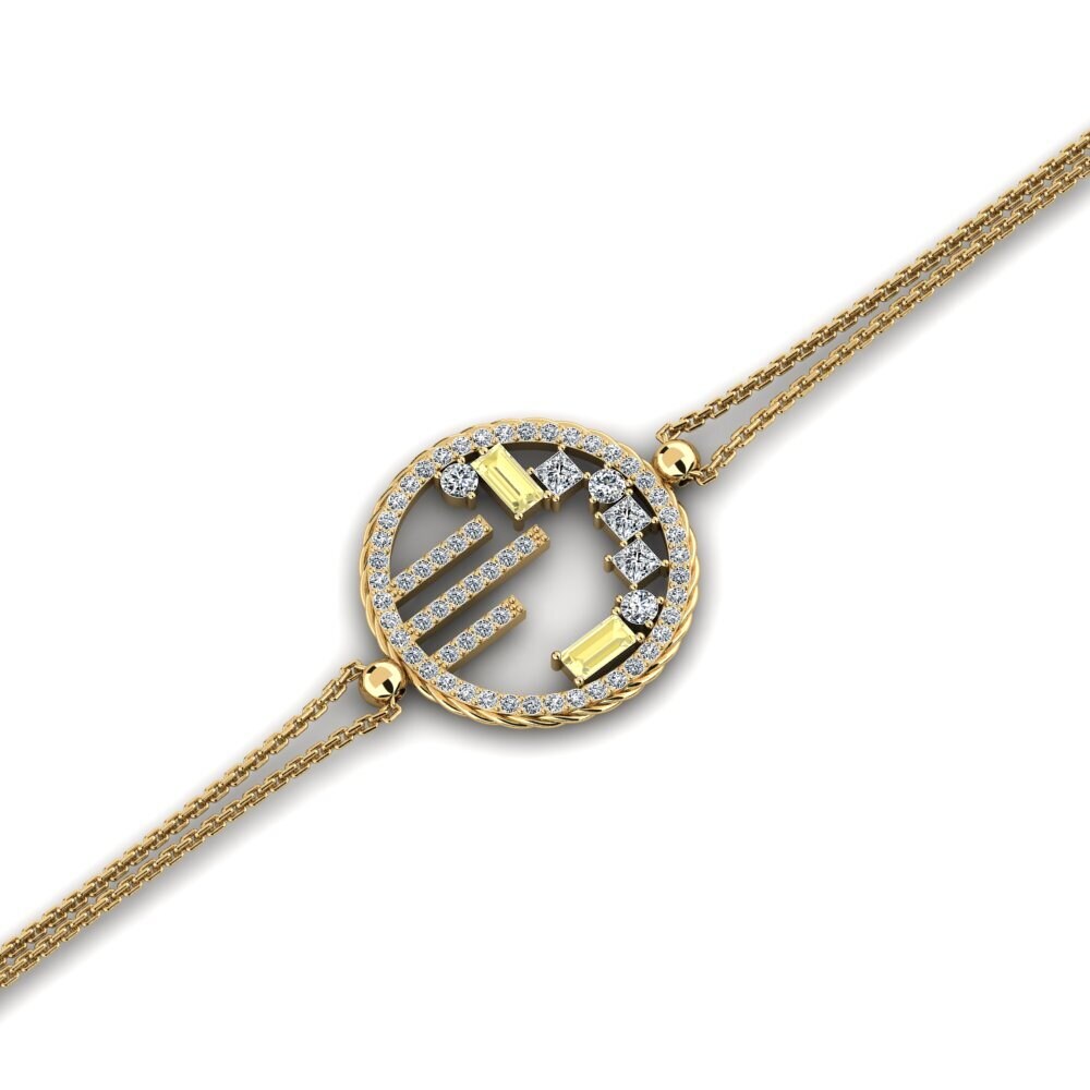 14k Oro Amarillo Zafiro amarillo Pulsera de Mujer Jogging
