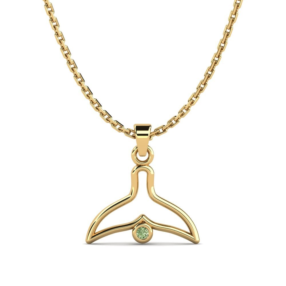 14k Oro Amarillo Diamante Verde Colgante de Mujer Johanisar