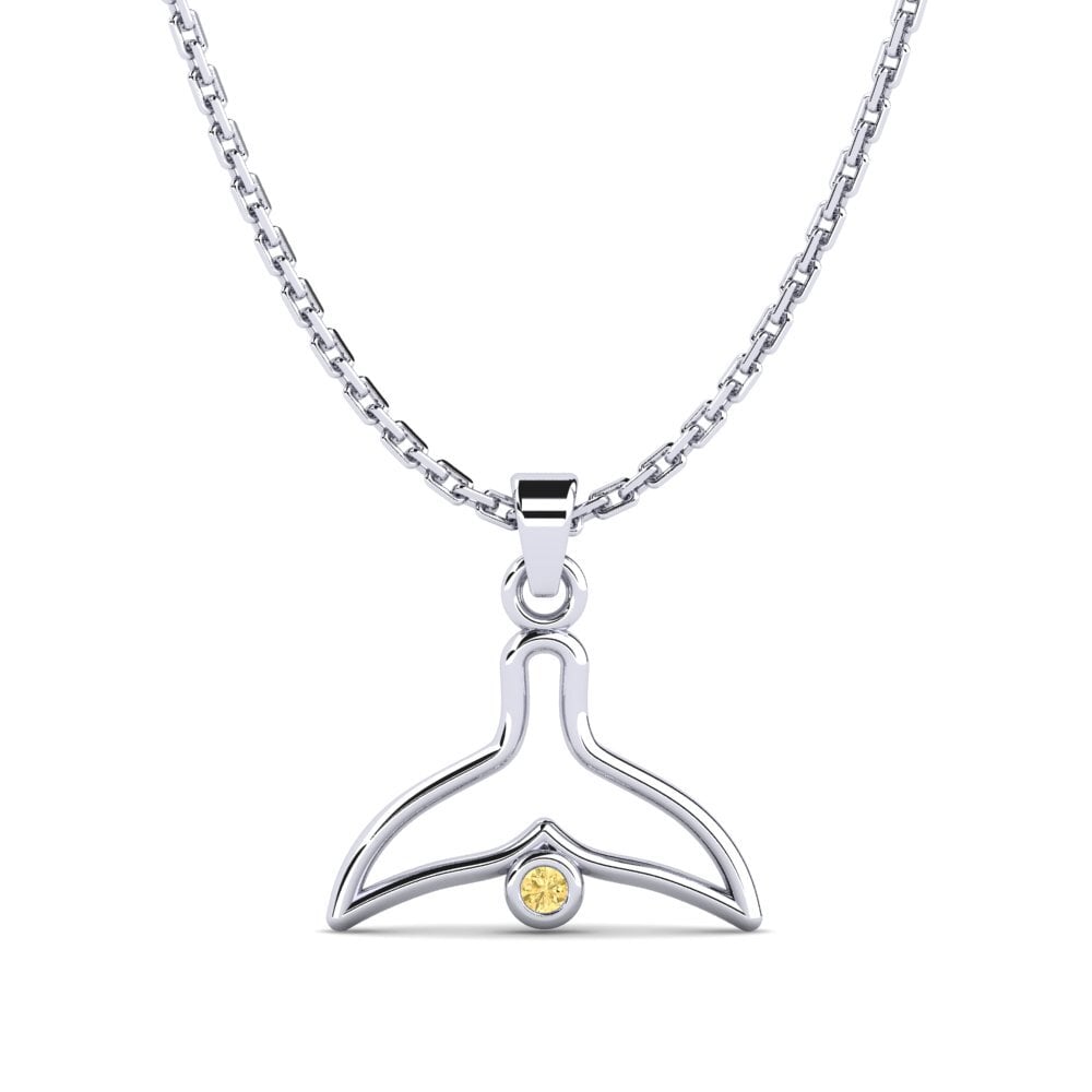 18k Oro Blanco Diamante Amarillo Colgante de Mujer Johanisar