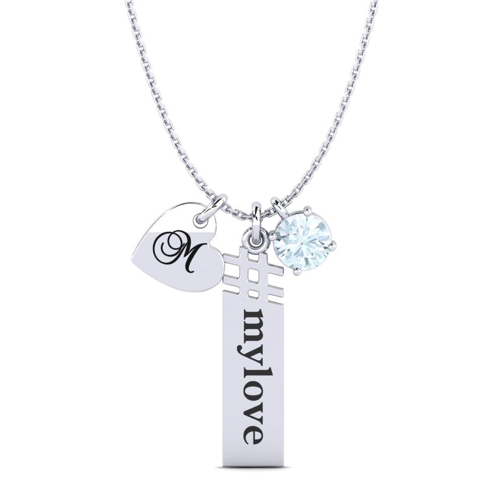 Weiß-Silber Aquamarin Damen anhänger Johnie
