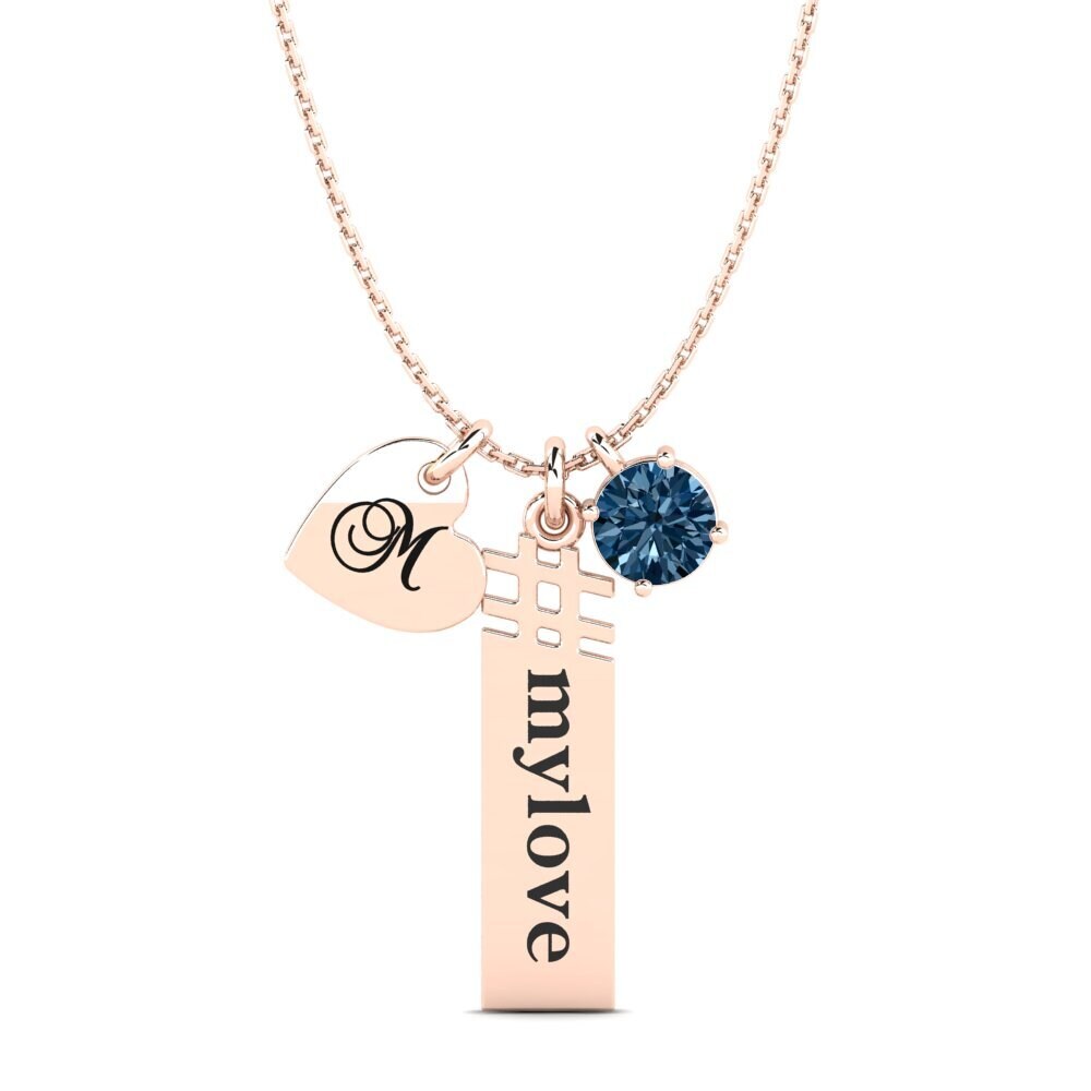 Rotgold 585 Blauer Diamant Damen anhänger Johnie