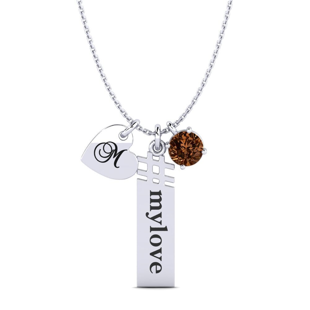 Plata 925 Diamante Marrón Colgante de Mujer Johnie